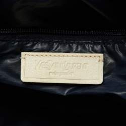 Pre Owned Yves Saint Laurent Navy Blue Satin and Knit Fabric Duffel Bag