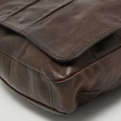 Pre Owned Yves Saint Laurent Dark Brown Leather Chyc Messenger Bag