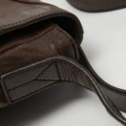 Pre Owned Yves Saint Laurent Dark Brown Leather Chyc Messenger Bag