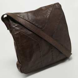 Pre Owned Yves Saint Laurent Dark Brown Leather Chyc Messenger Bag