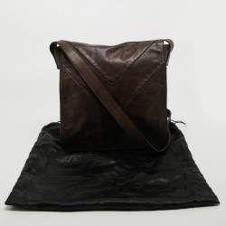Pre Owned Yves Saint Laurent Dark Brown Leather Chyc Messenger Bag
