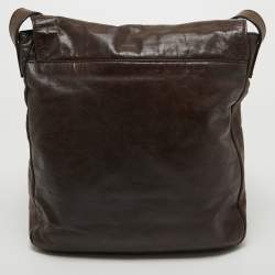 Pre Owned Yves Saint Laurent Dark Brown Leather Chyc Messenger Bag
