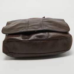 Pre Owned Yves Saint Laurent Dark Brown Leather Chyc Messenger Bag