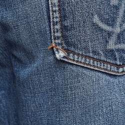 Pre Owned Yves Saint Laurent Vintage Blue Washed Denim Straight-Leg Jeans XL Waist 36"