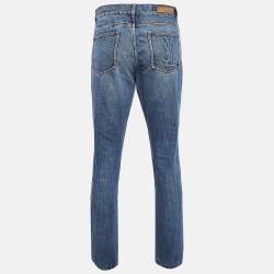 Pre Owned Yves Saint Laurent Vintage Blue Washed Denim Straight-Leg Jeans XL Waist 36"