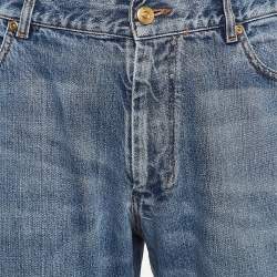 Pre Owned Yves Saint Laurent Vintage Blue Washed Denim Straight-Leg Jeans XL Waist 36"