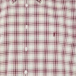 Pre Owned Yves Saint Laurent Purple Checked Cotton Short Sleeve Shirt XL