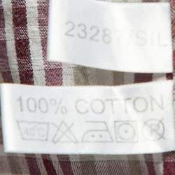 Pre Owned Yves Saint Laurent Purple Checked Cotton Short Sleeve Shirt XL