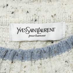 Yves Saint Laurent Vintage Grey/Blue Patterned Knit Sweater L