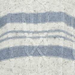 Yves Saint Laurent Vintage Grey/Blue Patterned Knit Sweater L