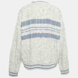 Yves Saint Laurent Vintage Grey/Blue Patterned Knit Sweater L