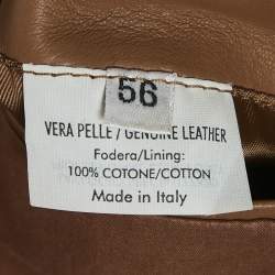 Yves Saint Laurent Vintage Brown Leather Button Front Jacket XXXL