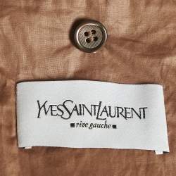 Yves Saint Laurent Vintage Brown Leather Button Front Jacket XXXL