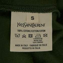 Pre Owned Yves Saint Laurent Paris Green Printed Jersey Crewneck T-Shirt S