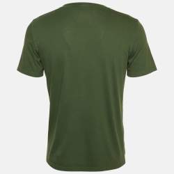 Pre Owned Yves Saint Laurent Paris Green Printed Jersey Crewneck T-Shirt S