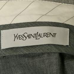 Yves Saint Laurent Grey Prince of Wales Crepe Formal Trousers M