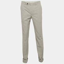 Yves Saint Laurent Grey Prince of Wales Crepe Formal Trousers M