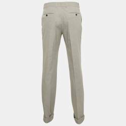 Yves Saint Laurent Grey Prince of Wales Crepe Formal Trousers M