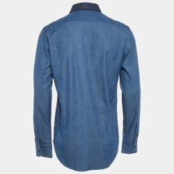 Pre Owned Yves Saint Laurent Vintage Blue Denim Button Front Shirt M