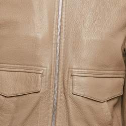 Pre Owned Saint Laurent Tan Leather Shearling Bomber Jacket XL