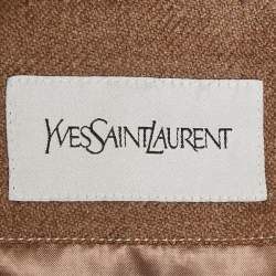 Pre Owned Saint Laurent Tan Leather Shearling Bomber Jacket XL