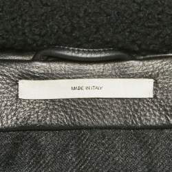 Pre Owned Saint Laurent Paris Black Shearling Trim Leather Jacket XL