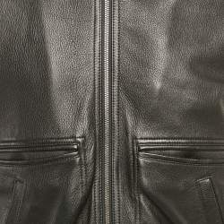 Pre Owned Saint Laurent Paris Black Shearling Trim Leather Jacket XL