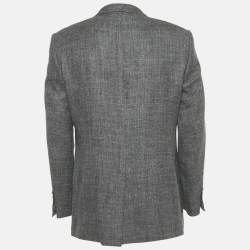 Pre Owned Yves Saint Laurent Grey Linen Blend Regular Fit Blazer L