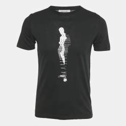 Pre Owned Saint Laurent Paris  Black Printed Jersey T-Shirt S