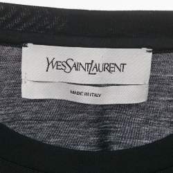 Pre Owned Saint Laurent Paris  Black Printed Jersey T-Shirt S