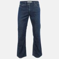 Pre Owned Yves Saint Laurent Rive Gauche Blue Denim Boot Cut Jeans M/Waist 35"