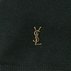 Pre Owned Yves Saint Laurent Black Hat Print Jersey Ysl Detail T-Shirt S