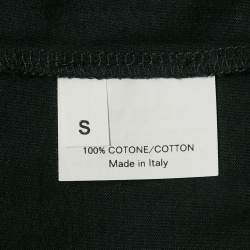 Pre Owned Yves Saint Laurent Black Hat Print Jersey Ysl Detail T-Shirt S