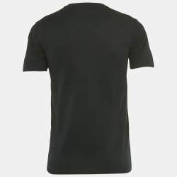 Pre Owned Yves Saint Laurent Black Hat Print Jersey Ysl Detail T-Shirt S