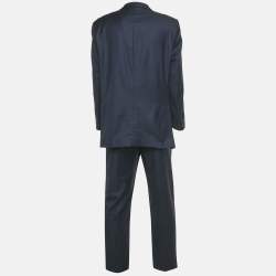 مملوكة مسبقًا Yves Saint Laurent Pour Homme Blue Wool Regular Fit Suit 4XL