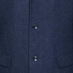 مملوكة مسبقًا بليزر صوف مزيج أزرق داكن سان لوران مقاس كبير