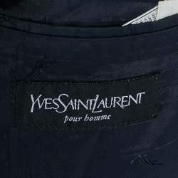 مملوكة مسبقًا بليزر صوف مزيج أزرق داكن سان لوران مقاس كبير