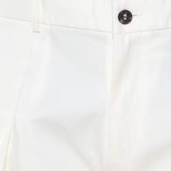 Saint Laurent Paris Off White Cotton Pleat Front Tailored Trousers S
