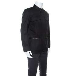 Yves Saint Laurent Paris Black Cotton Utility Jacket XL