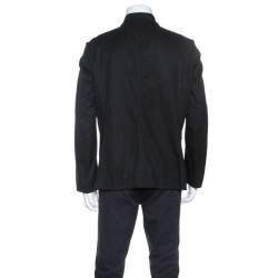 Yves Saint Laurent Paris Black Cotton Utility Jacket XL