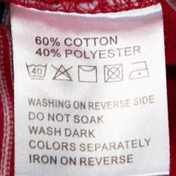 Pre Owned Yves Saint Laurent Red Striped Pique Cotton Polo T-Shirt M