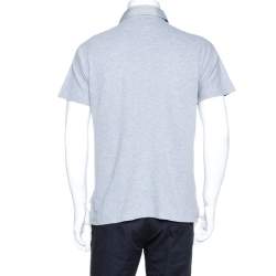 Yves Saint Laurent Grey Cotton Pique Polo T Shirt L