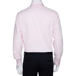 Pre Owned Yves Saint Laurent Pink Cotton Blend Long Sleeve Shirt M