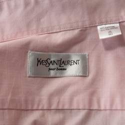 Pre Owned Yves Saint Laurent Pink Cotton Blend Long Sleeve Shirt M