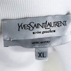 Pre Owned Yves Saint Laurent White Cotton Long Sleeve Polo T-Shirt XL