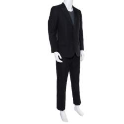 Yves Saint Laurent Black Wool & Silk Regular Fit Suit L