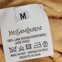 Pre Owned Yves Saint Laurent Yellow Wool V-Neck Long Sleeve Sweater M