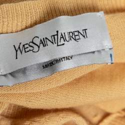 Pre Owned Yves Saint Laurent Yellow Wool V-Neck Long Sleeve Sweater M