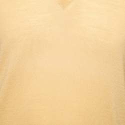 Pre Owned Yves Saint Laurent Yellow Wool V-Neck Long Sleeve Sweater M