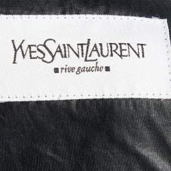 Yves Saint Laurent Black Leather Fur Collar Sleeveless Jacket S